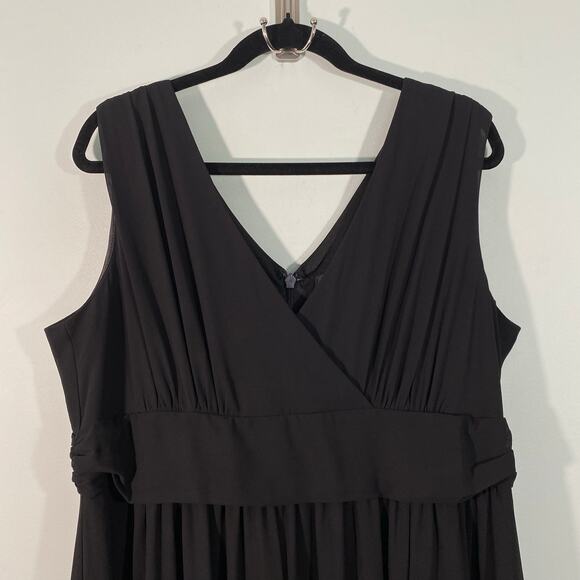 Lulu's Black V-neck Surplice Sleeveless Chiffon Maxi Dress 3X Bridesmaid Wedding - Picture 3 of 8